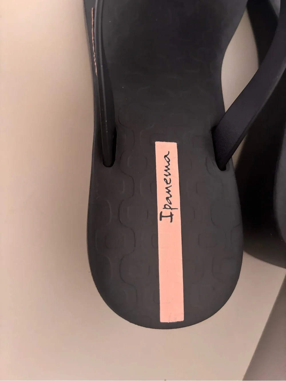 Ipanema Black Women’s Platform Flip Flop Sandals with Rose Gold Logo
